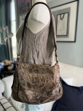 latico Vintage Distressed Brown Leather Messenger